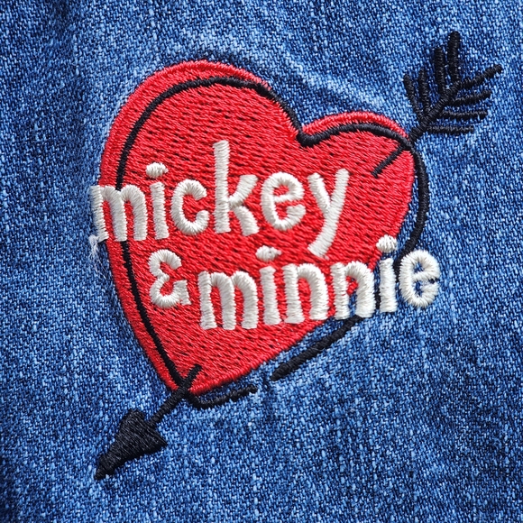 Disney Blue Button Down Shirt with Red Heart Embroidery - Picture 1 of 5
